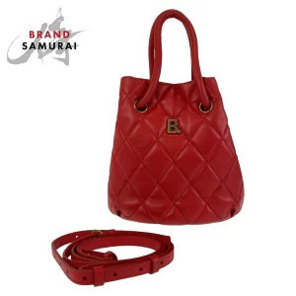 Balenciaga Bucket Bag red leather drawstring shoulder Handbag